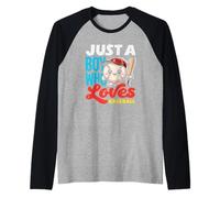 Just A Boy Who Loves Baseball Cute Kids Sports Raglan Baseball Tee