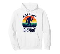 Just A Boy Who Loves Bigfoot Retro Sunset Sasquatch Gift Pullover Hoodie