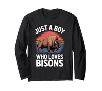 Just A Boy Who Loves Bisons Animal Lover Boys Bisons Long Sleeve T-Shirt