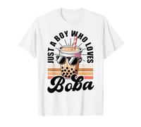 Just a Boy Who Loves Boba Cool Fun Summer Boba Drink Kids T-Shirt
