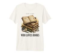 Just A Boy Who Loves Books Vintage Academia Reading Premium T-Shirt