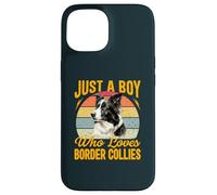 Just a Boy Who Loves Border Collies Dog Retro Dogs Lover Case for iPhone 15