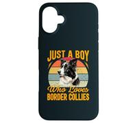 Just a Boy Who Loves Border Collies Dog Retro Dogs Lover Case for iPhone 16 Plus