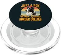 Just a Boy Who Loves Border Collies Dog Retro Dogs Lover PopSockets PopGrip for MagSafe