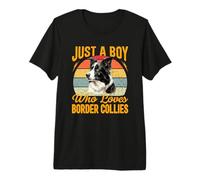 Just a Boy Who Loves Border Collies Dog Retro Dogs Lover Premium T-Shirt