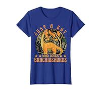 Just A Boy Who Loves Brachiosaurus Dinosaur Lover Dino T-Shirt, Women, Royal Blue, Small