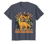 Just A Boy Who Loves Brachiosaurus Dinosaur Lover Dino T-Shirt, Youth, Heather Blue, Small