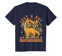 Just A Boy Who Loves Brachiosaurus Dinosaur Lover Dino T-Shirt, Youth, Navy Blue, X-Small
