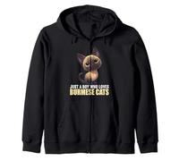 Just a Boy who loves Burmese Cats Burmese Cat Zip Hoodie