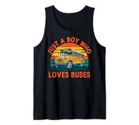 Just A Boy Who Loves Buses Retro School Bus Tank Top