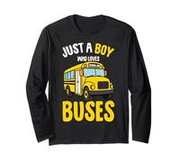 Just a Boy who loves Buses School Bus Toddler Boy Kids Long Sleeve T-Shirt