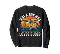 Just A Boy Who Loves Buses Vintage School Bus Sweatshirt
