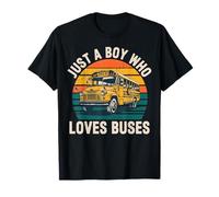Just A Boy Who Loves Buses Vintage School Bus T-Shirt