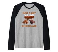 Just A Boy Who Loves Candy Chocolate Boys Raglan Baseball Tee