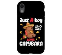 Just a Boy Who loves Capybara Eating Tacos Funny Capybara Case for iPhone XR