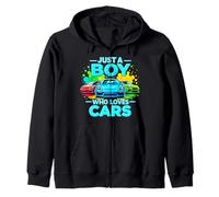 Just a Boy Who Loves Cars Cool Sleek Sports Car Enthusiasts Zip Hoodie