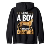 Just A Boy Who Loves Cheetahs Wildlife Safari Big Cat Zip Hoodie