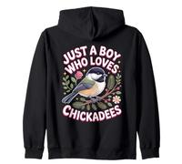 Just a Boy Who Loves Chickadees Bird Watcher Zip Hoodie
