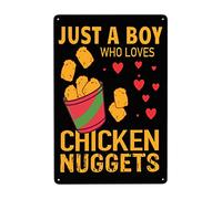 Just a Boy Who Loves Chicken Nuggets Vintage Aluminum Metal Poster Sign Decor-Retro Metal Tin Sign for Home Wall Decor, Kitchen, Bedroom, Signs Gift 6x8 Inch