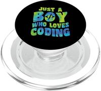 Just A Boy Who Loves Coding Coder Apparel Programmer Geek PopSockets PopGrip for MagSafe