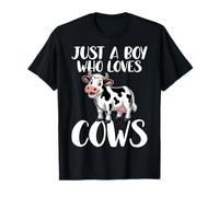 Just a Boy Who Loves Cows Dairy Farming Cow Lover Boys T-Shirt