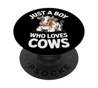 Just A Boy Who Loves Cows Dairy Herd Ranch Young Farmer PopSockets Adhesive PopGrip