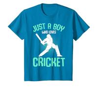 Just a Boy who Loves Cricket Player Youth Boys Kids T-Shirt, Youth, Sapphire Blue, Medium