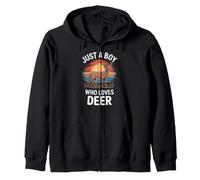Just A Boy Who Loves Deer Nature Lover Kids Deer Zip Hoodie