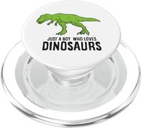 Just a Boy Who Loves Dinosaurs Cute Dinosaur Boy PopSockets PopGrip for MagSafe