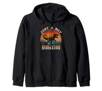 Just A Boy Who Loves Dinosaurs, Cute Dinosaur Lover Boys Zip Hoodie