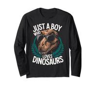 Just a Boy Who Loves Dinosaurs Fun T-Rex Kids Boys Long Sleeve T-Shirt