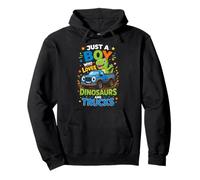 Just A Boy Who Loves Dinosaurs Trucks Pullover Hoodie