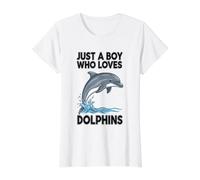 Just A Boy Who Loves Dolphins Value Graphic T-Shirt, Women, White, L