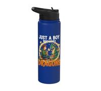 Just A Boy Who Loves Dragons - Boys Dragon Stainless Steel Insulated Water Bottle