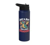 Just A Boy Who Loves Dragons - Boys Dragon Stainless Steel Insulated Water Bottle