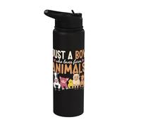 Just A Boy who Loves Farm Animals Farm Farmer Stainless Steel Insulated Water Bottle