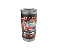 Just a Boy Who Loves Fire Trucks Firefighter Kid Stainless Steel Insulated Tumbler