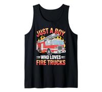 Just a Boy Who Loves Fire Trucks Firefighter Kid Tank Top