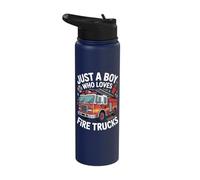 Just A Boy Who Loves Fire Trucks Stainless Steel Insulated Water Bottle
