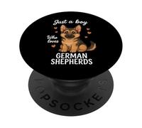 Just A Boy Who Loves German Shepherds PopSockets Adhesive PopGrip