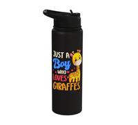 Just A Boy Who Loves Giraffes Wild Animal Cute Giraffe Stainless Steel Insulated Water Bottle