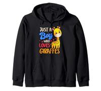 Just A Boy Who Loves Giraffes Wild Animal Cute Giraffe Zip Hoodie