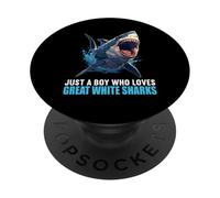 Just a Boy who loves Great White Sharks. Great White Shark PopSockets Adhesive PopGrip