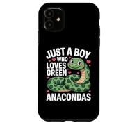Just A Boy Who Loves Green Anacondas Cute Snake Lovers Case for iPhone 11