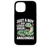 Just A Boy Who Loves Green Anacondas Cute Snake Lovers Case for iPhone 15