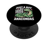 Just A Boy Who Loves Green Anacondas Cute Snake Lovers PopSockets Adhesive PopGrip