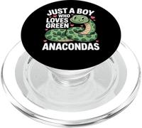 Just A Boy Who Loves Green Anacondas Cute Snake Lovers PopSockets PopGrip for MagSafe