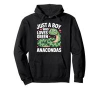 Just A Boy Who Loves Green Anacondas Cute Snake Lovers Pullover Hoodie
