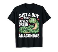 Just A Boy Who Loves Green Anacondas Cute Snake Lovers T-Shirt