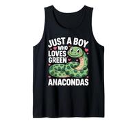 Just A Boy Who Loves Green Anacondas Cute Snake Lovers Tank Top